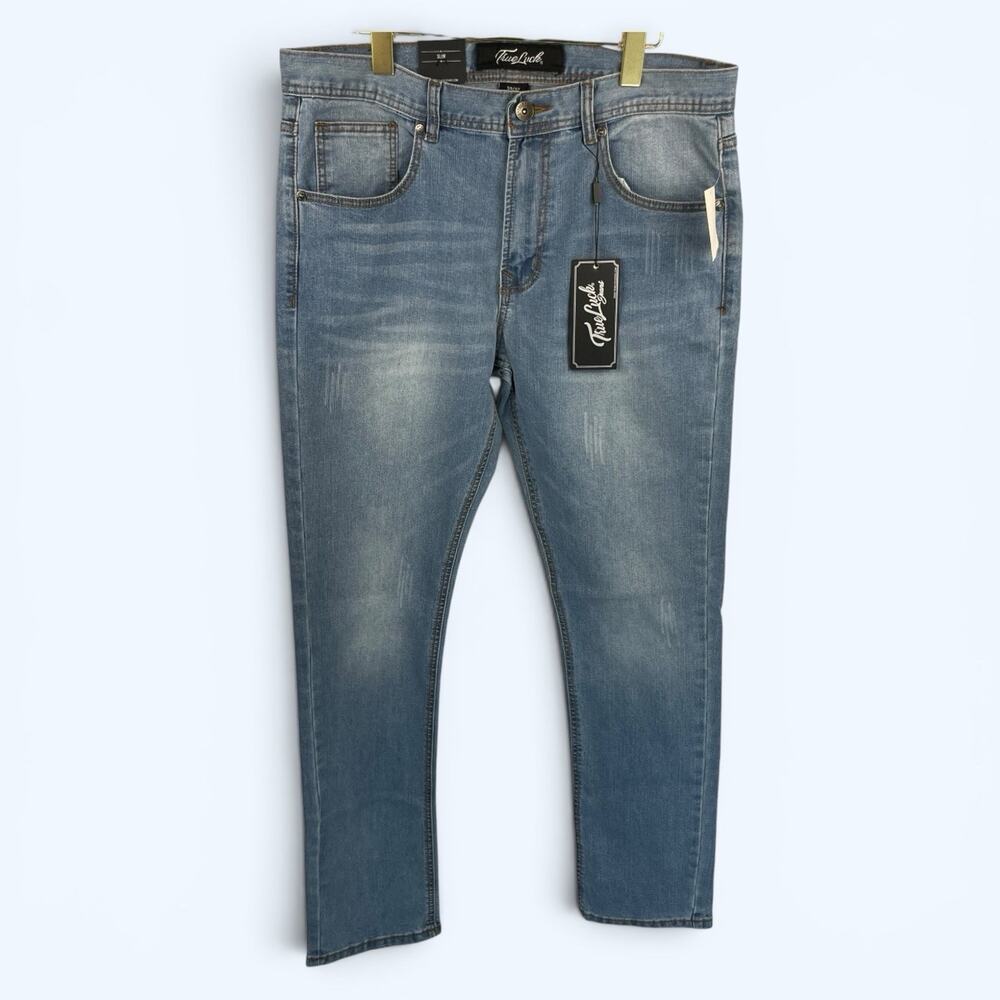 True Luck Classic Stretch Slim Straight Jeans Men's 34x32 NWT
